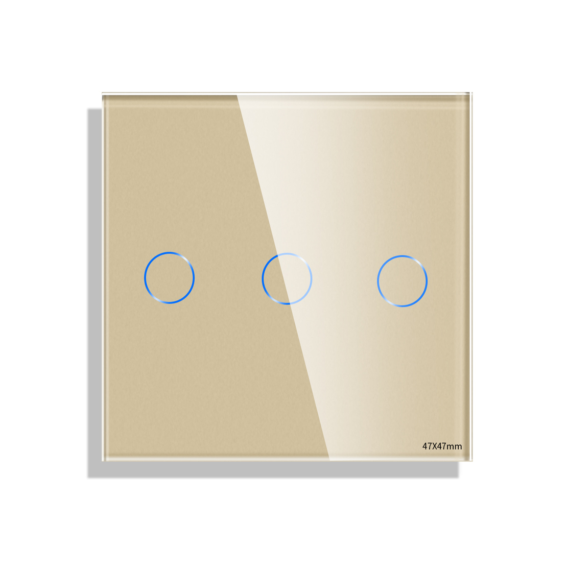 Panou Intrerupator Triplu cu Touch Mini din Sticla LUXION, auriu