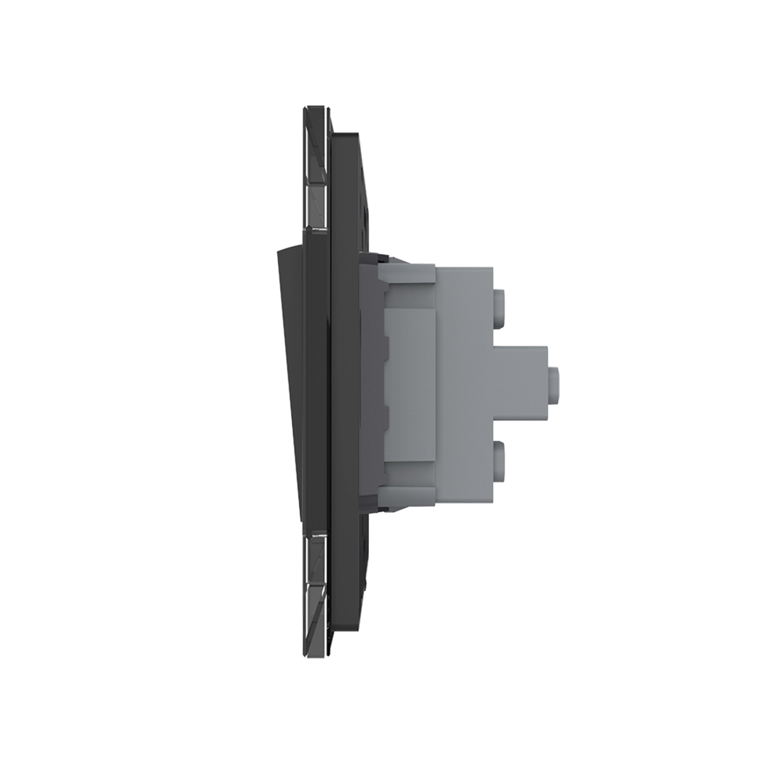 Intrerupator Dublu Mecanic Cap Scara LIVOLO cu Rama din Sticla - Serie Noua, negru