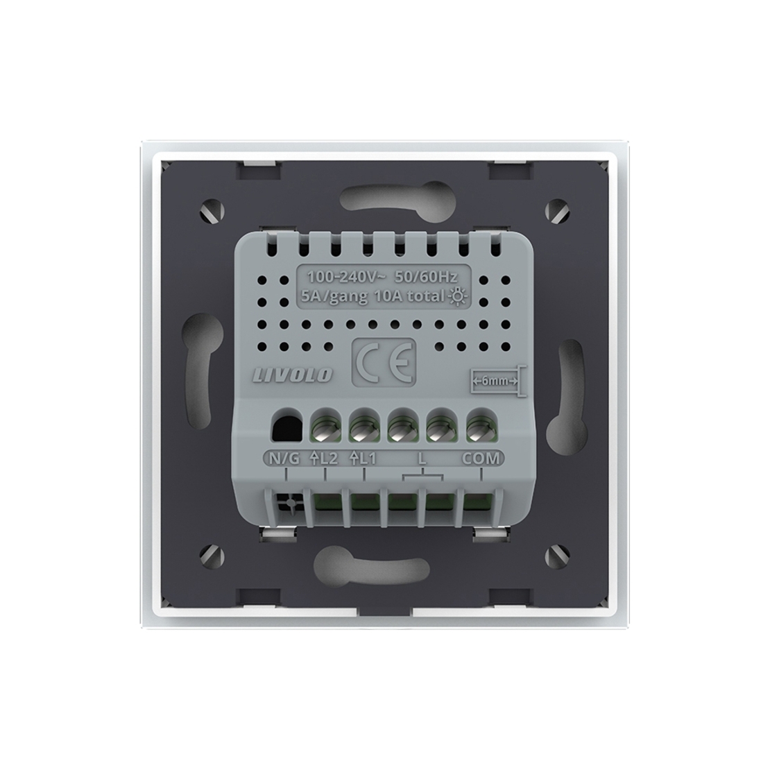 Intrerupator Dublu Cap Scara / Cruce cu Touch LIVOLO cu Rama din Sticla - Protocol Zigbee EC, alb