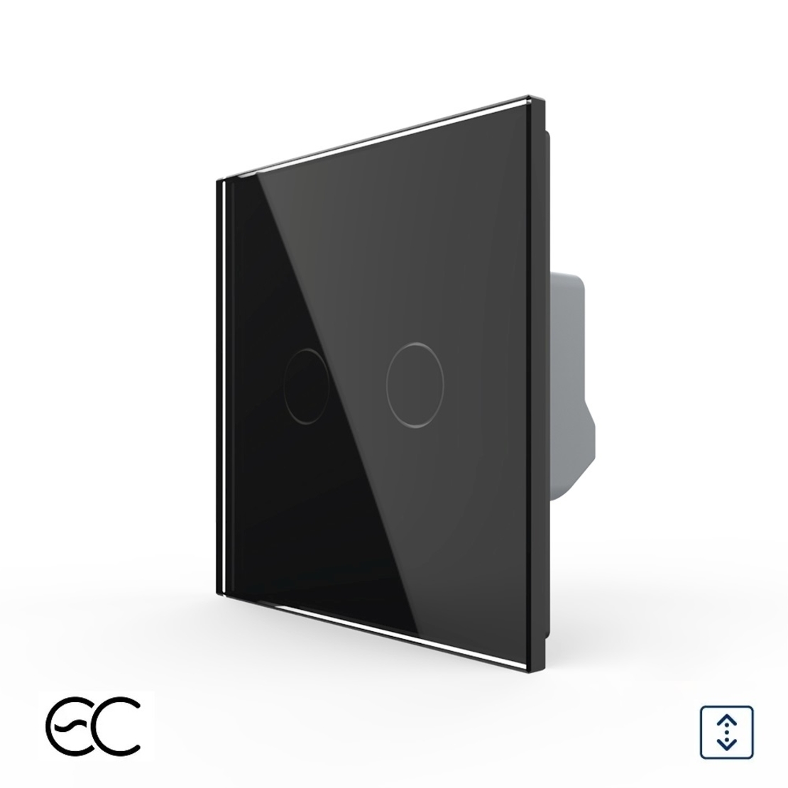 Intrerupator Dublu Draperie cu Touch LIVOLO din Sticla - Protocol ZigBee EC, negru