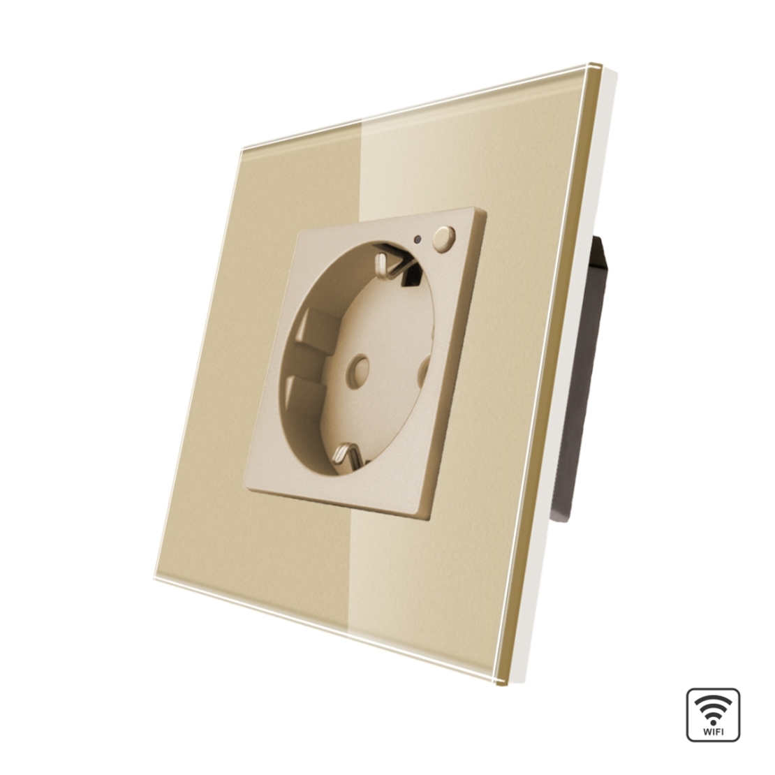 Priza Simpla Wi-Fi cu Monitorizare Consum, cu Rama din Sticla LUXION, auriu