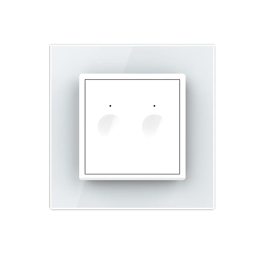 Intrerupator Dublu Cap Scara / Cruce cu Touch LIVOLO cu Rama din Sticla - Protocol Zigbee EC, alb