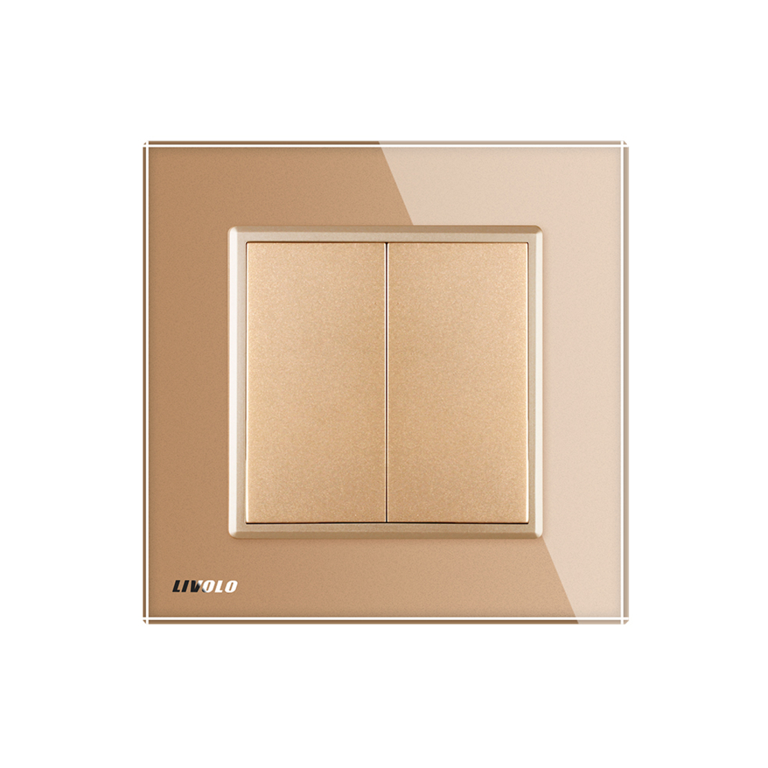 Priza blank/goala Livolo cu rama din sticla, auriu