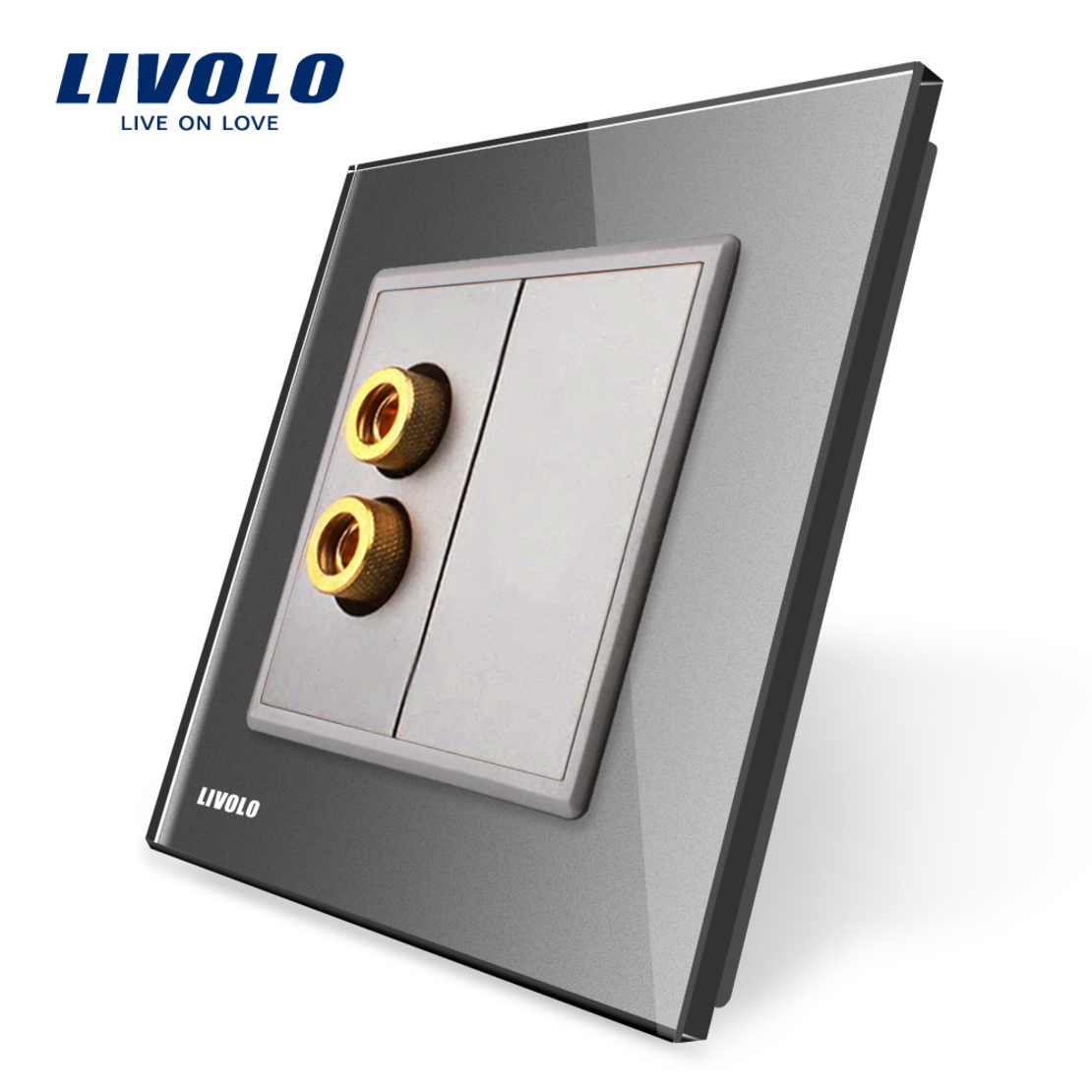 Priza redare sunet LIVOLO cu rama din sticla, gri