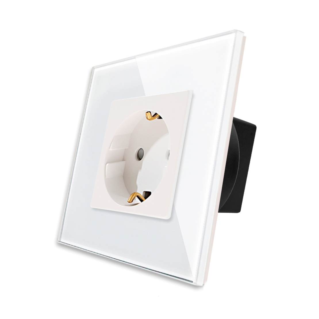 Priza Simpla LUXION cu Rama din Sticla, alb
