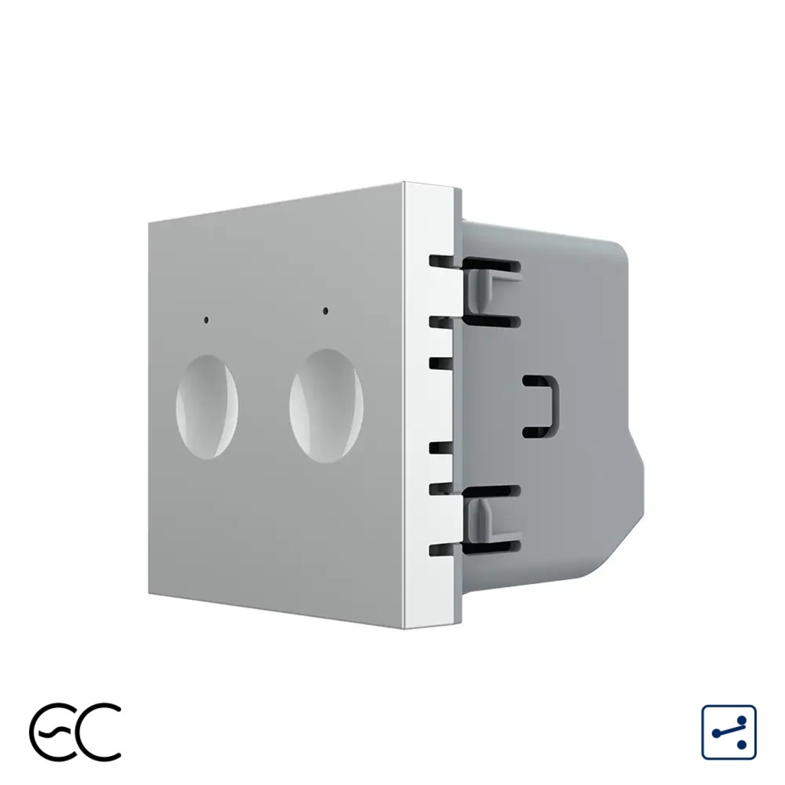 Modul Intrerupator Dublu Cap Scara / Cruce cu Touch LIVOLO - Protocol Zigbee EC, gri
