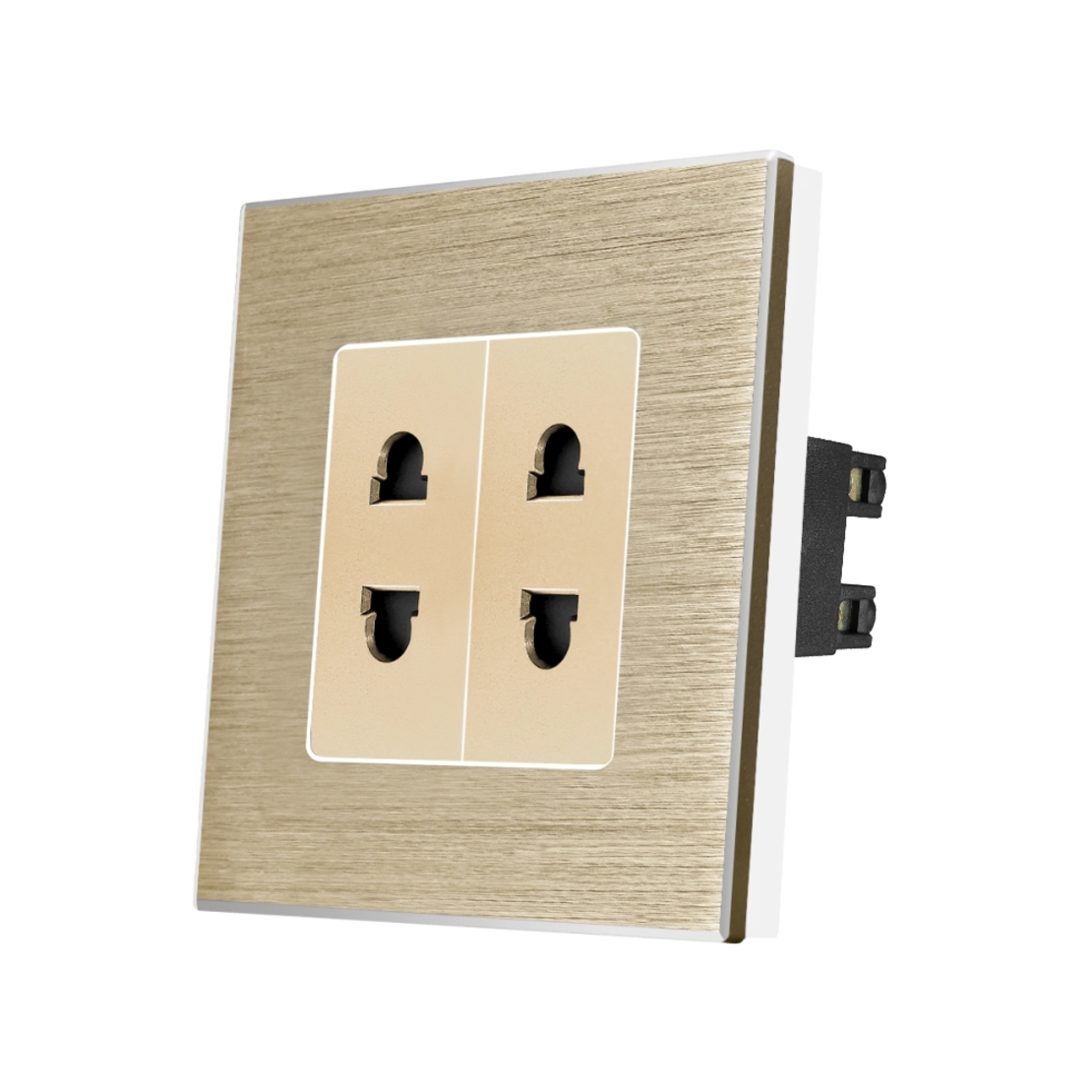 Priza Dubla cu Module Inguste cu Rama din Aluminiu LUXION, auriu