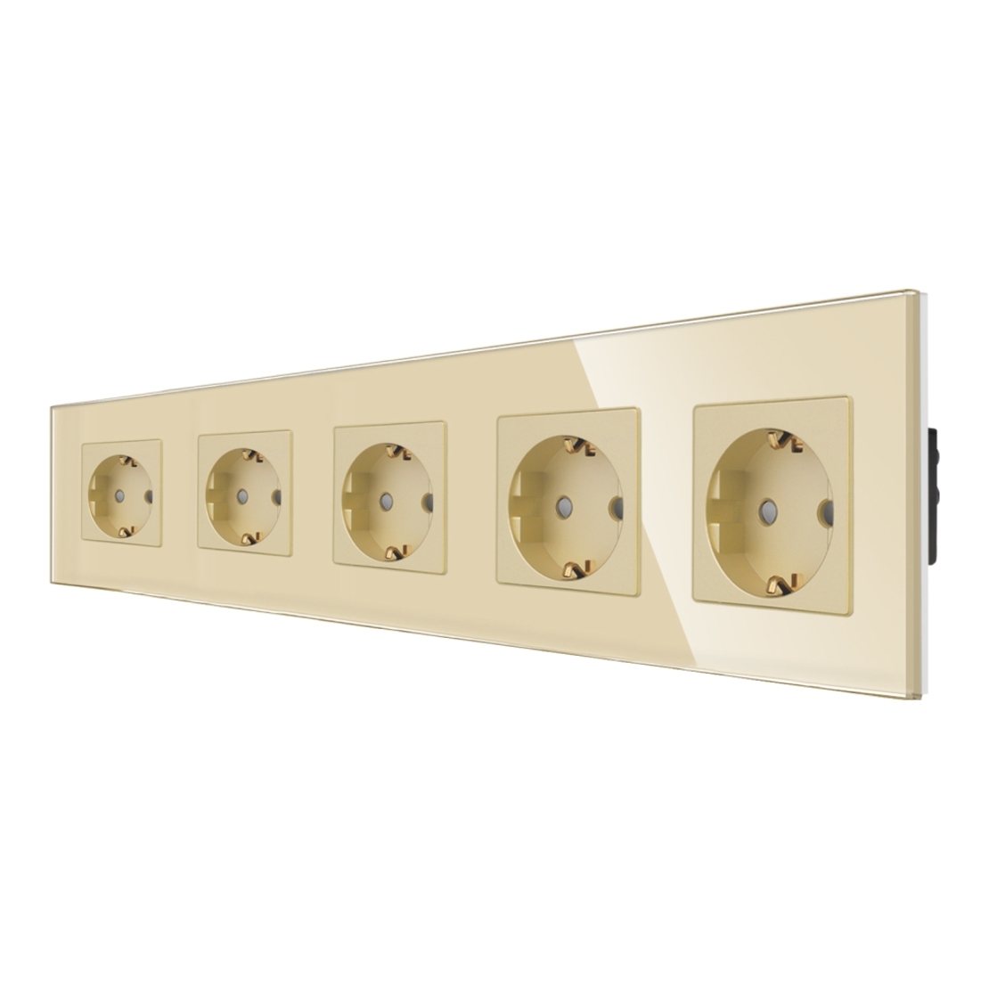Priza Cvintupla LUXION cu rama din sticla, auriu