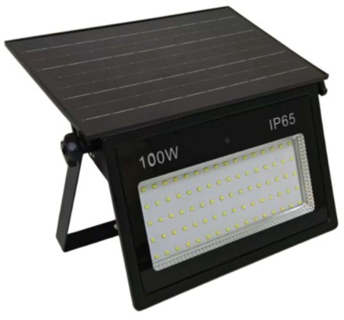 Proiector cu panou solar integrat 100W, 285x175x52mm, 1300lm, IP65, 6500K