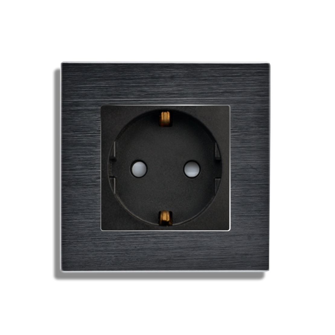 Priza Simpla LUXION cu rama din aluminiu, negru