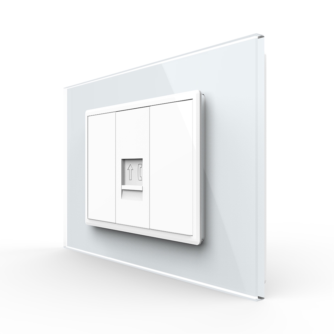 Priza Telefon LIVOLO cu Rama din Sticla, alb