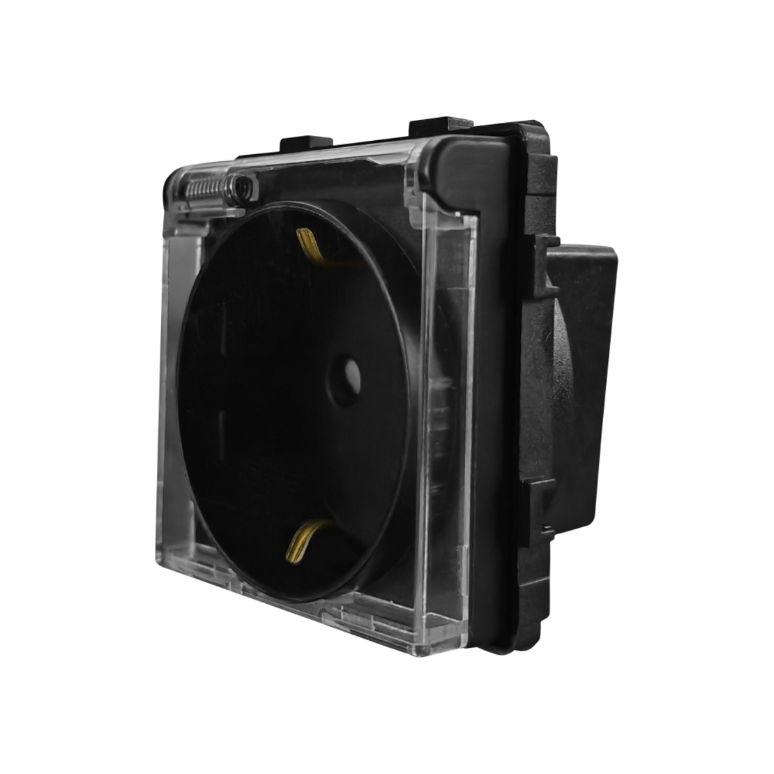 Modul Priza Simpla cu Capac Fara Rama Din Sticla LUXION, negru