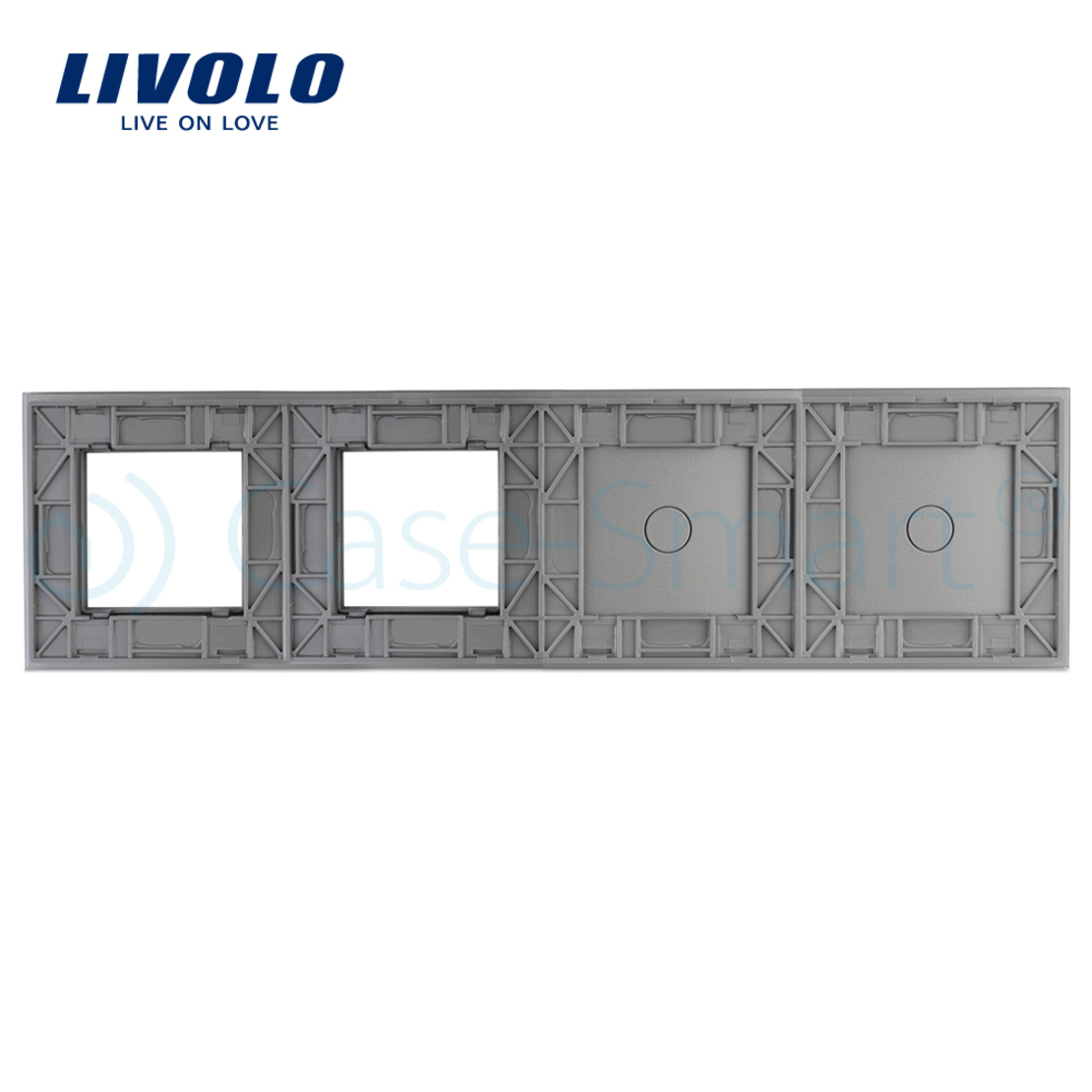 Panou 2 intrerupatoare simple cu touch si 2 prize LIVOLO din sticla, gri