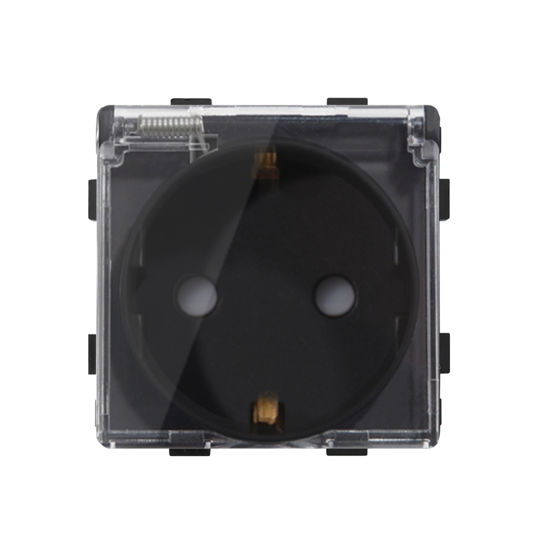 Modul Priza Simpla cu Capac Fara Rama Din Sticla LUXION, negru