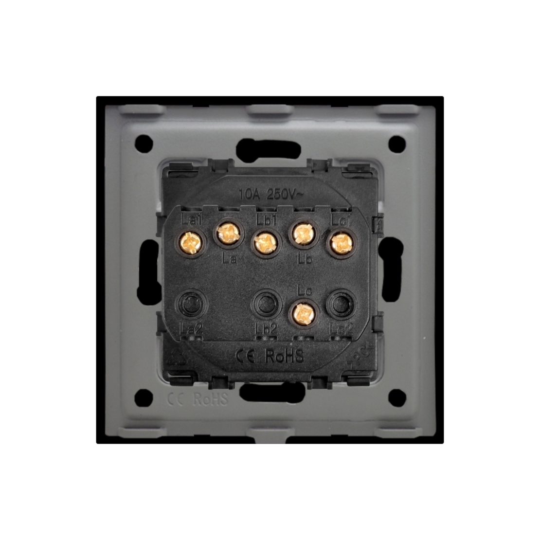 Intrerupator Triplu Mecanic LUXION cu Rama din Sticla, negru