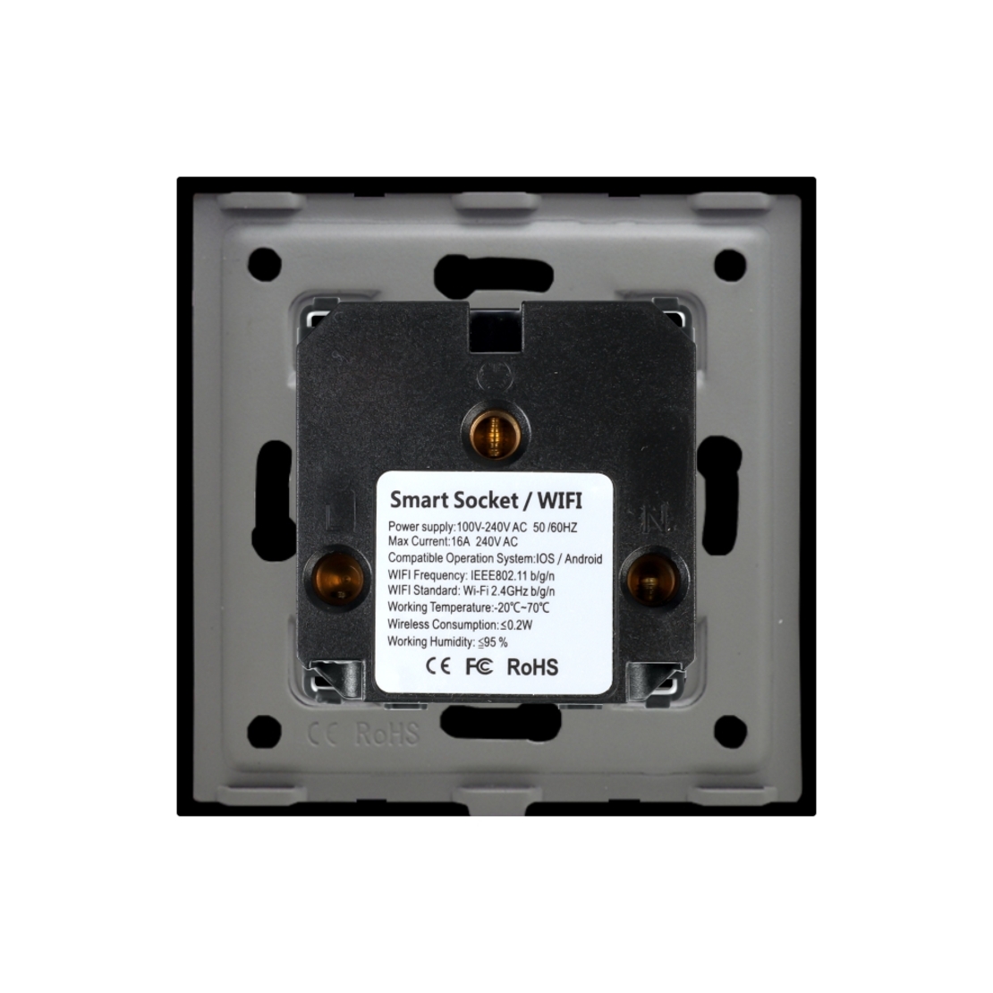 Priza Simpla Wi-Fi cu Monitorizare Consum, cu Rama din Sticla LUXION, negru