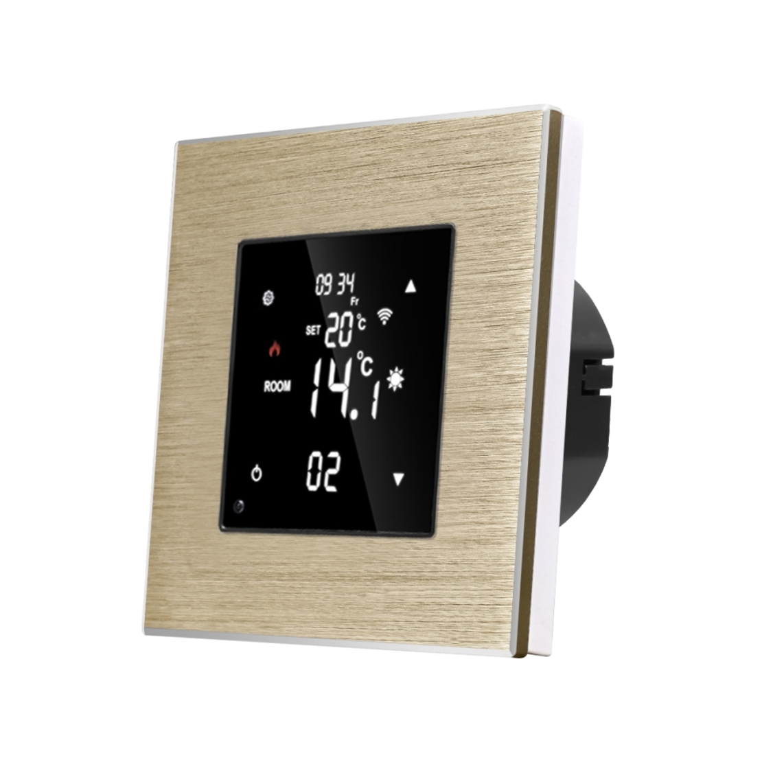 Termostat Wi-Fi pentru incalzirea electrica LUXION cu Rama din Aluminiu, auriu