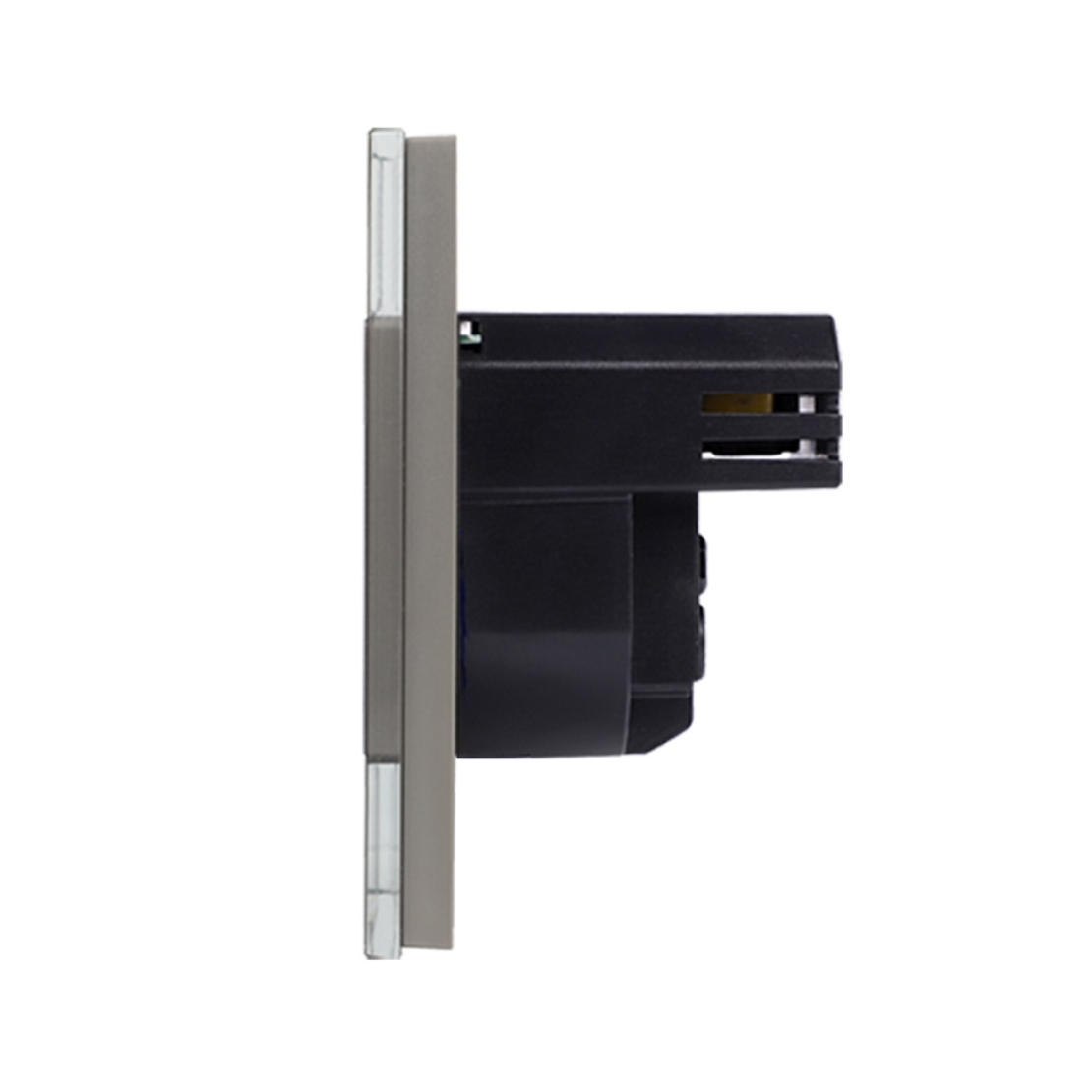 Priza Simpla + USB-A + USB-C LUXION cu Rama din Sticla, gri