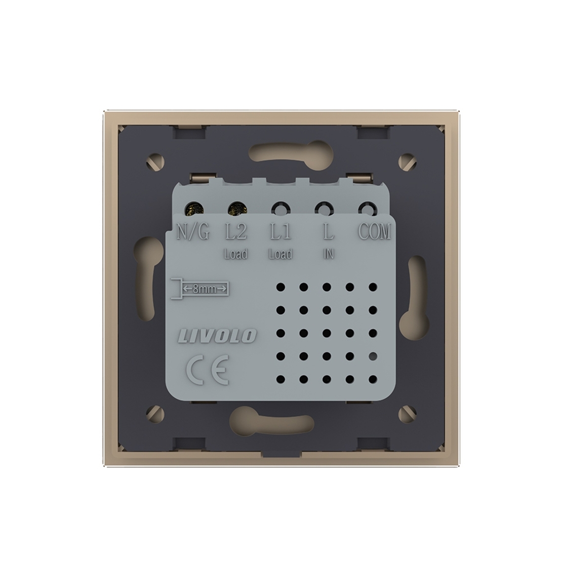 Priza USB-A + USB-C cu Rama Din Sticla LIVOLO - Serie Noua, auriu