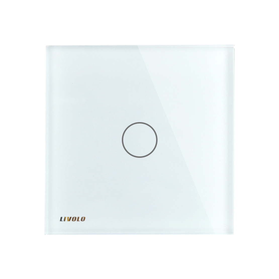 Panou intrerupator simplu cu touch Livolo din sticla, alb