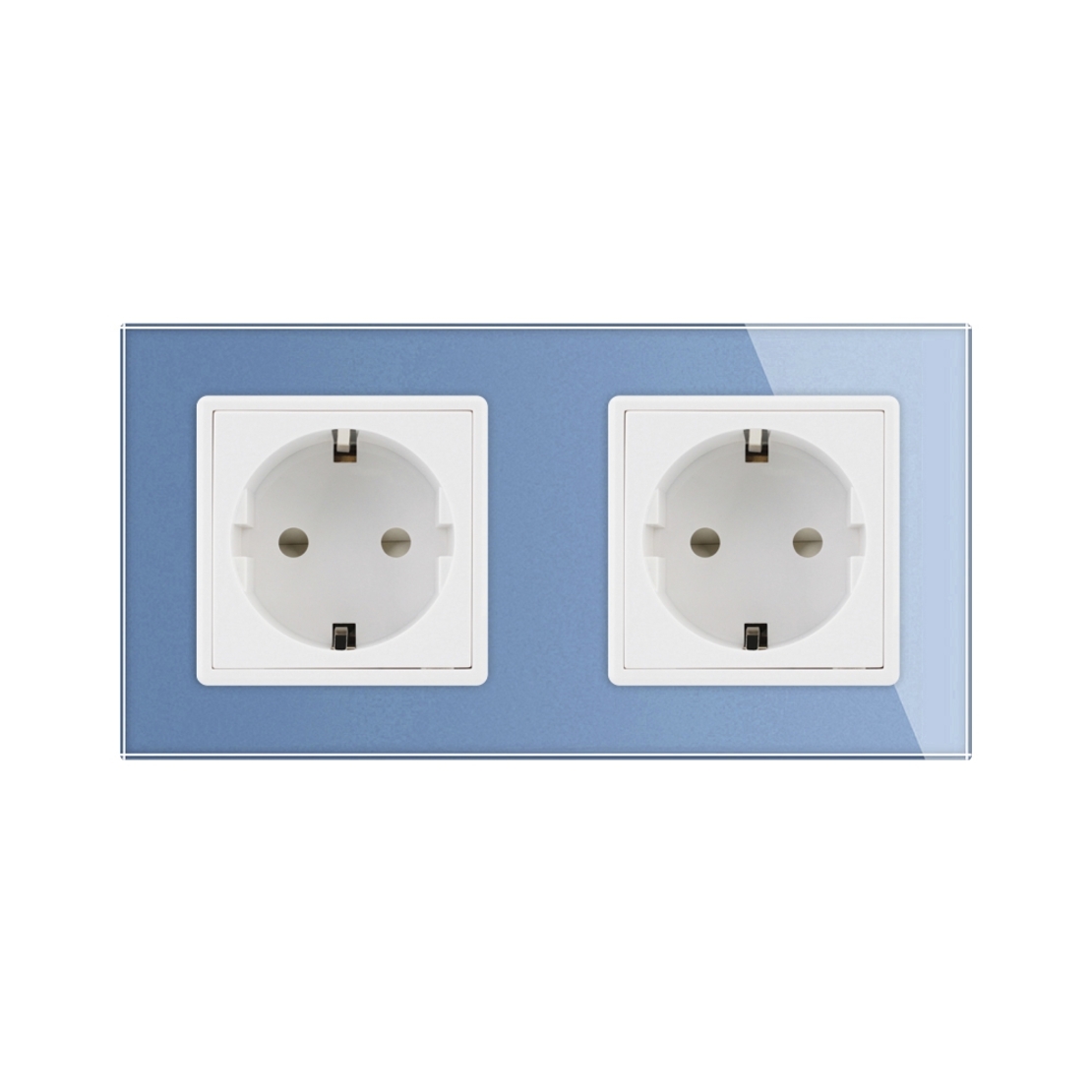 Priza dubla Livolo cu rama din sticla, albastru