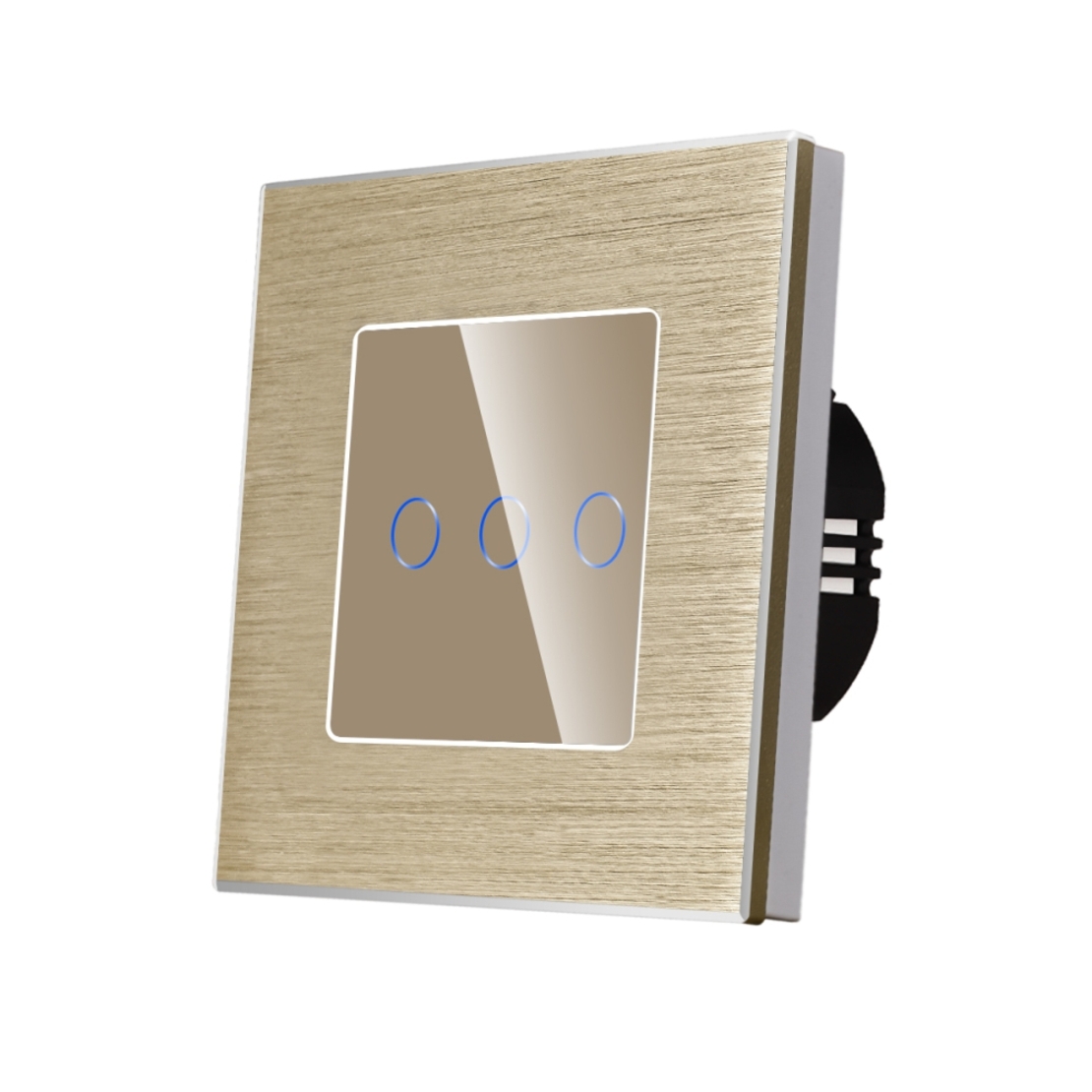 Intrerupator Triplu cu Touch din Sticla si Rama de Aluminiu LUXION, 500W, auriu