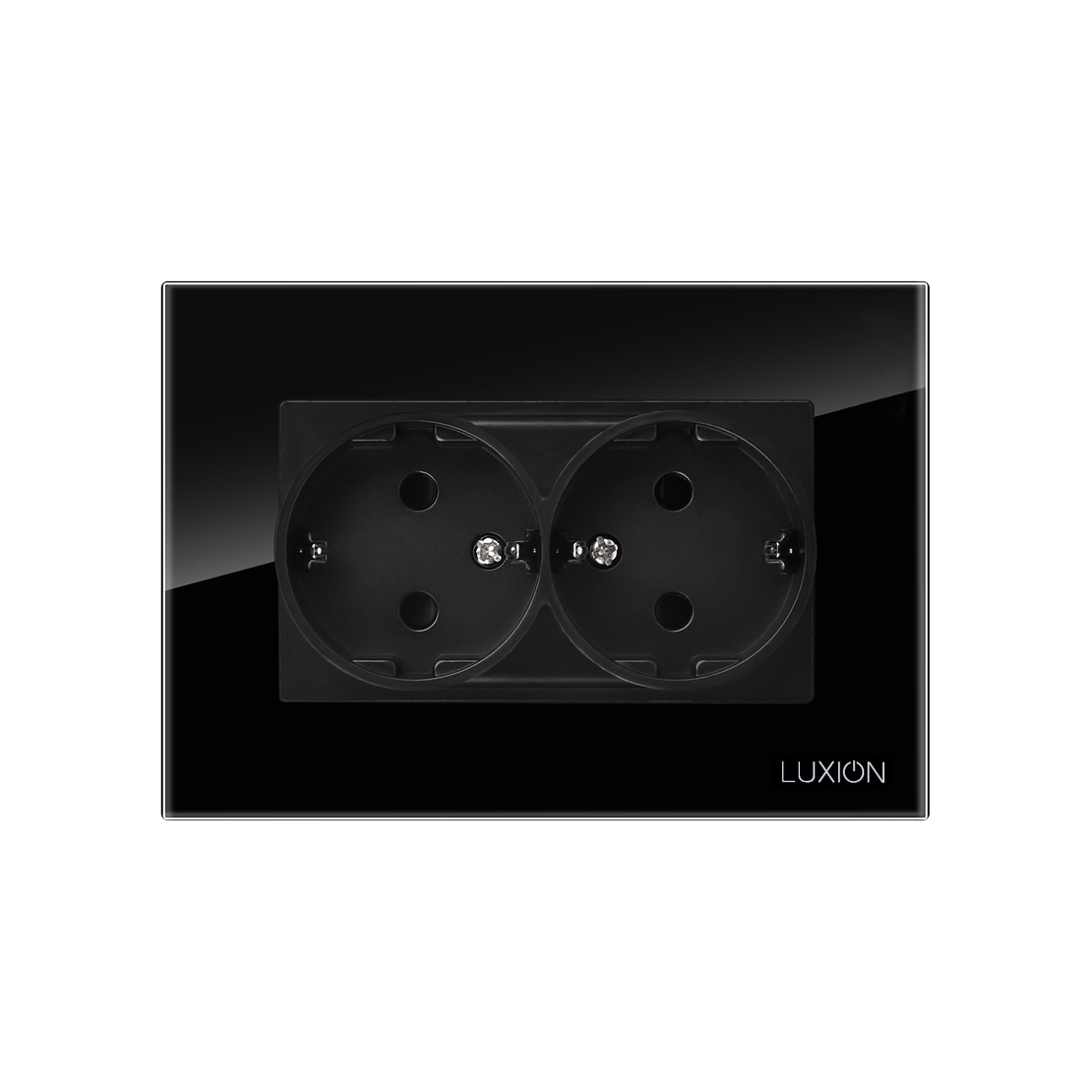 Priza Dubla cu Rama din Sticla LUXION Pentru Doza Simpla, negru
