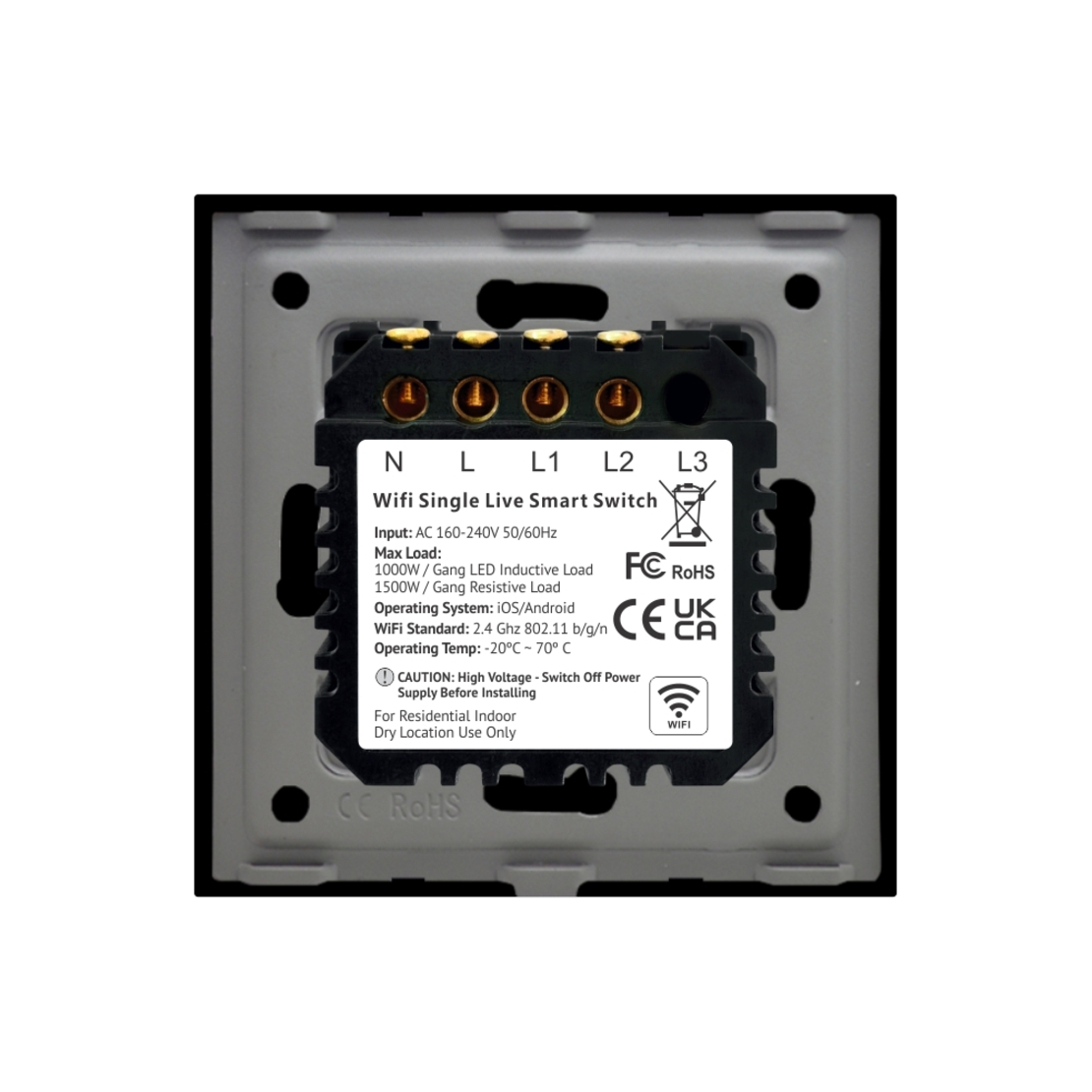 Intrerupator Dublu Wi-Fi cu Touch din Sticla LUXION, negru