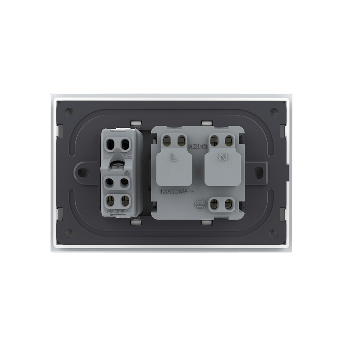 Priza dubla italiana Livolo cu rama din sticla - standard italian, alb