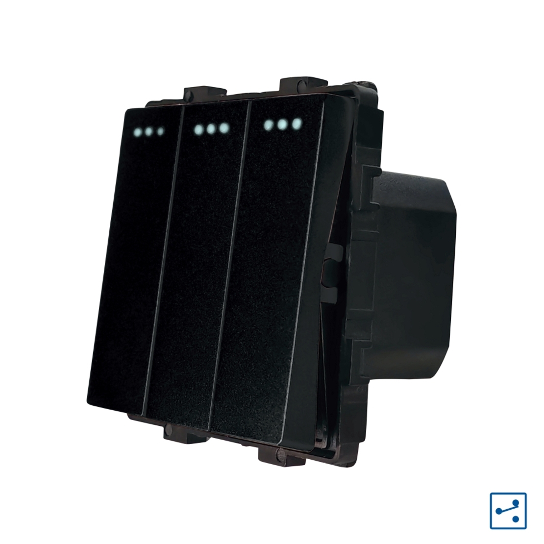 Modul Intrerupator Triplu Cap Scara Mecanic LUXION, negru