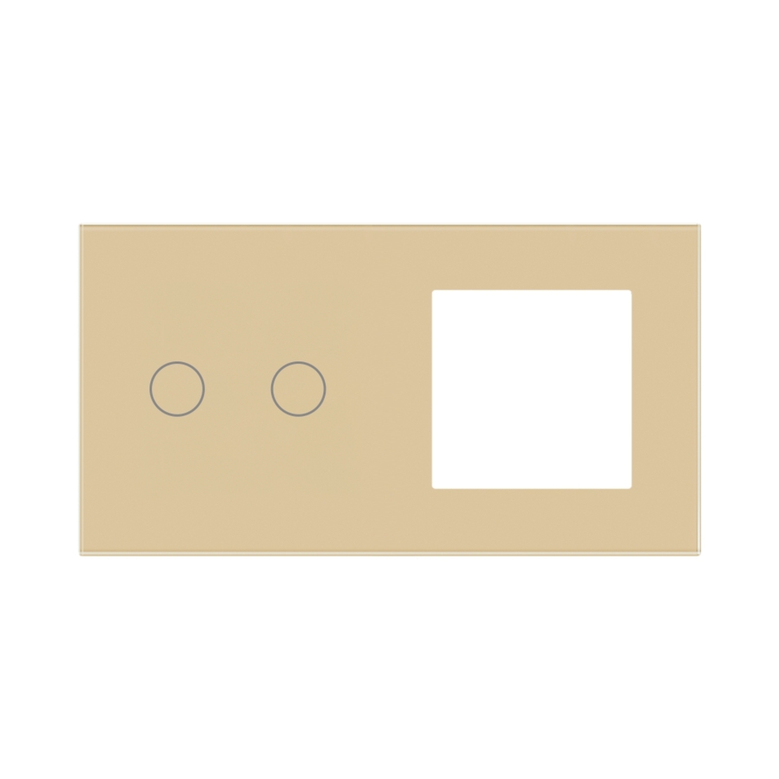 Panou Intrerupator Dublu cu Touch si Priza Simpla Din Sticla LUXION, auriu