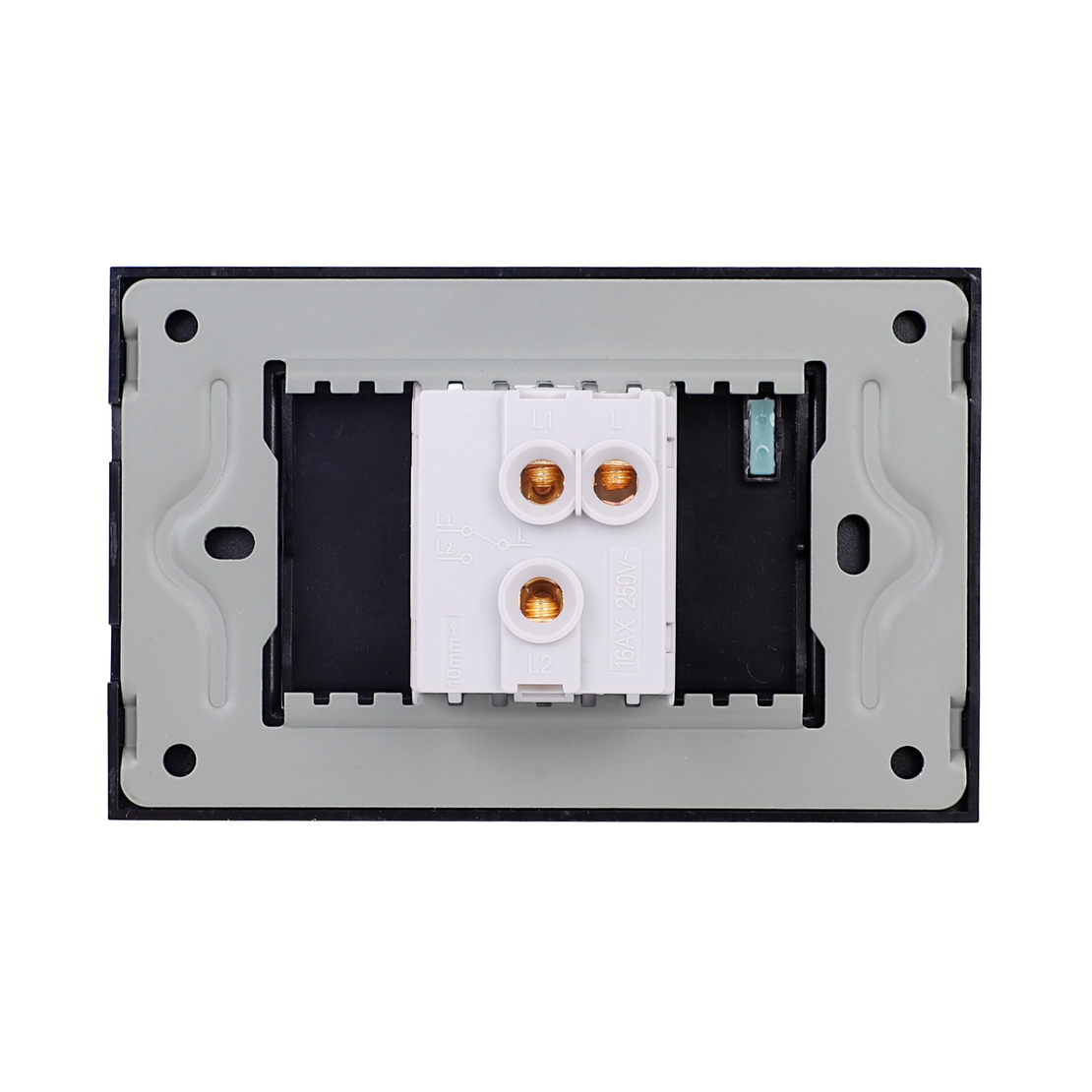 Intrerupator Simplu Cap Scara Mecanic LUXION cu Rama din Sticla, Standard Italian, 3M, negru