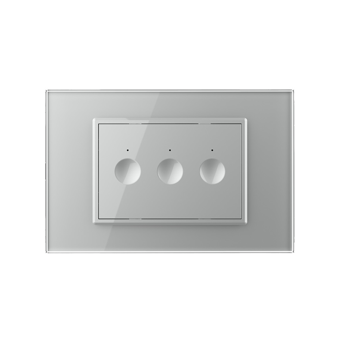 Intrerupator triplu cu touch Livolo cu rama din sticla, standard Italian - Serie noua, gri