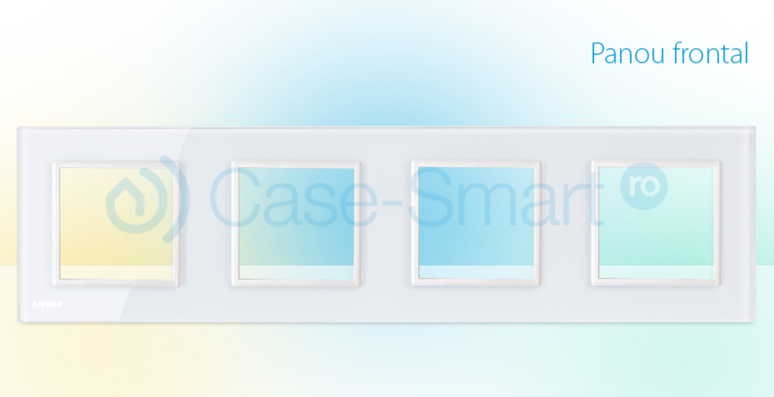 Rama priza cvadrupla Livolo din sticla, alb