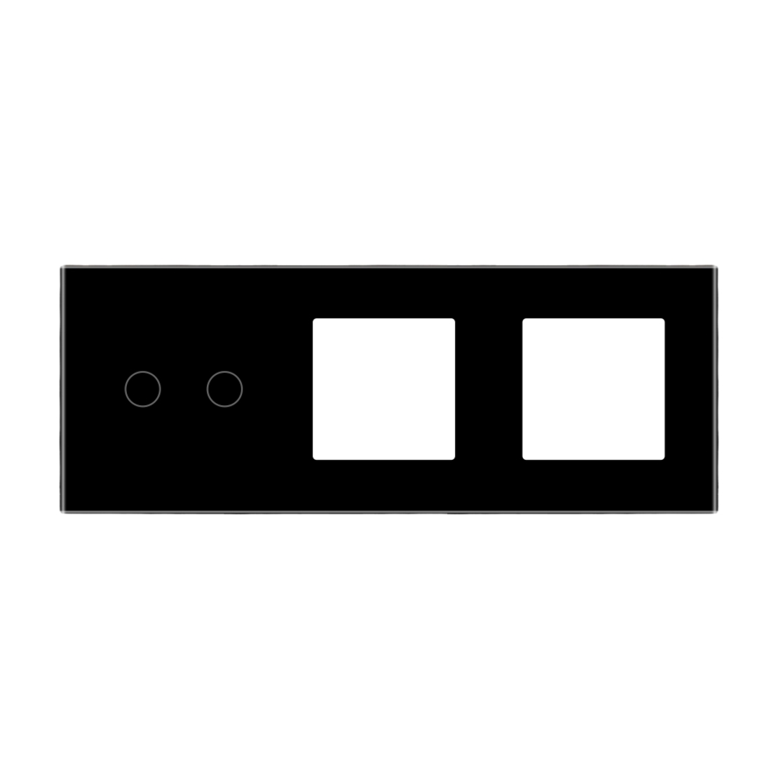 Panou Intrerupator Dublu cu Touch si 2 Prize Din Sticla LUXION, negru