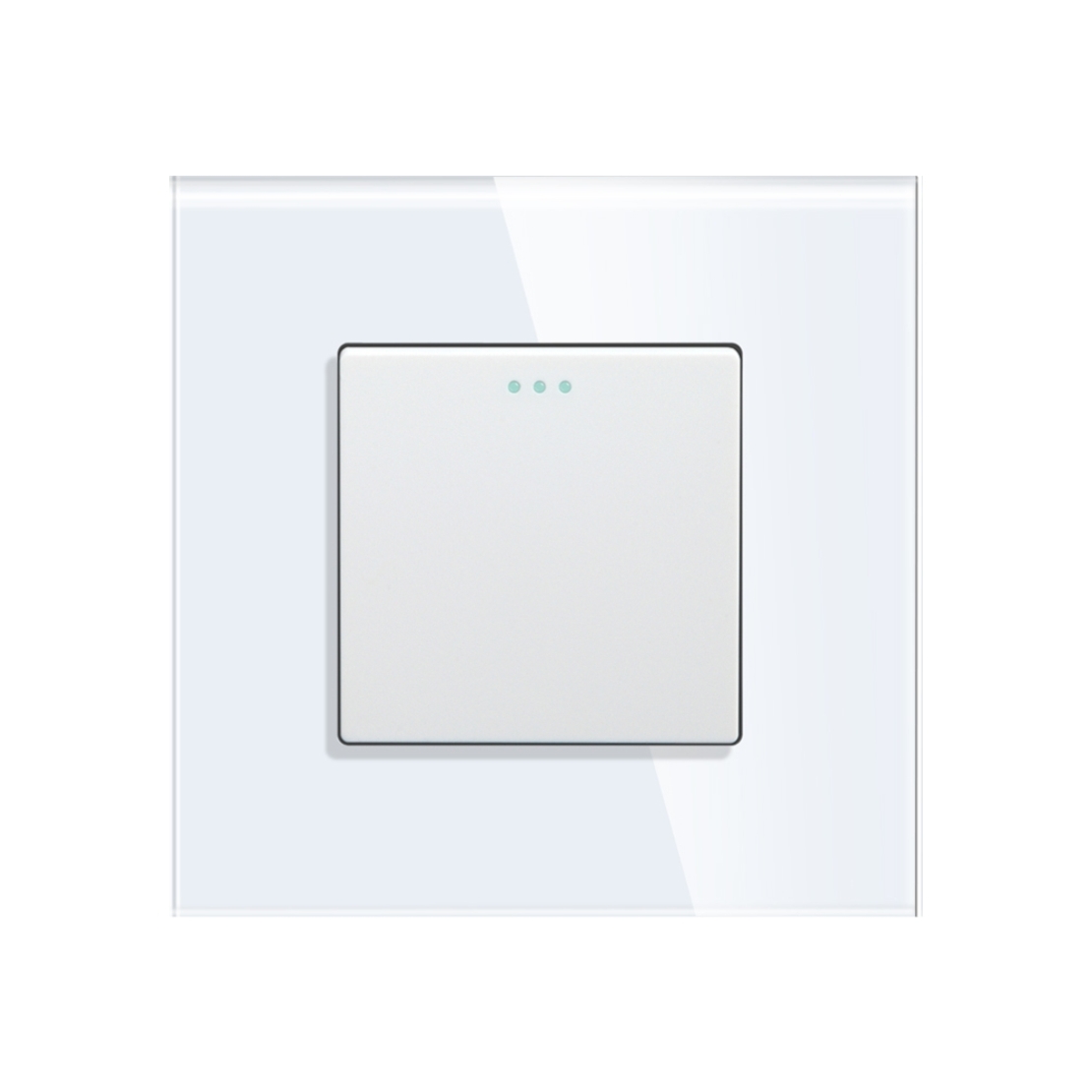 Intrerupator Simplu Mecanic cu Reset / Revenire LUXION cu Rama din Sticla, alb