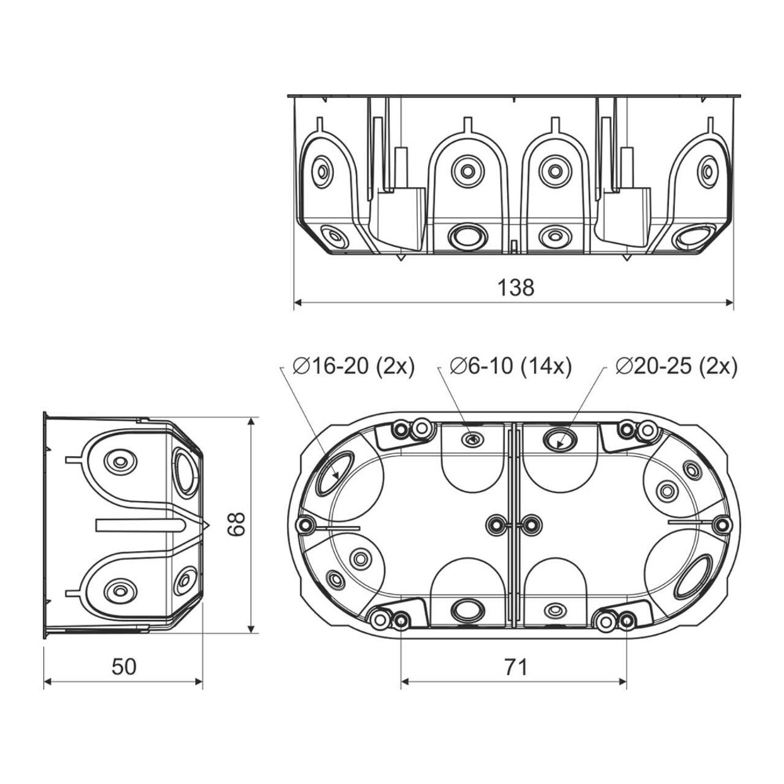 Doza aparataj dubla pentru rigips Kopos KPL64-50/2LDNA