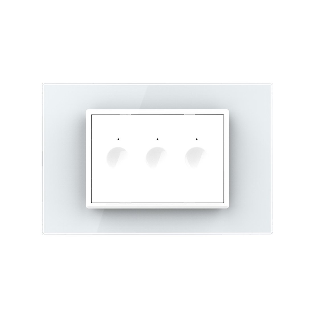 Intrerupator triplu wireless cu touch Livolo cu rama din sticla, standard Italian - Serie noua, alb