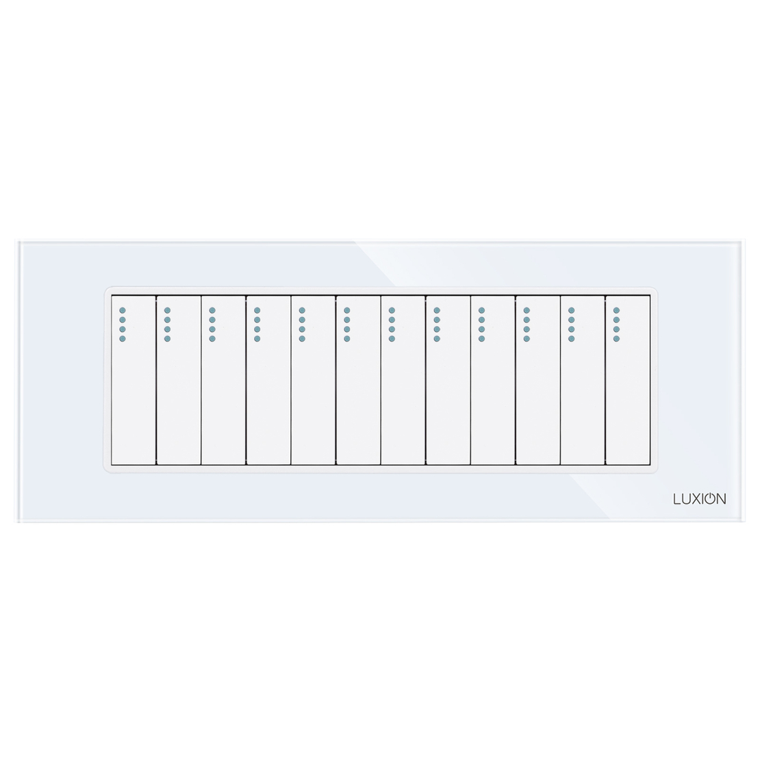Intrerupator Mecanic 12 Posturi LUXION cu Rama din Sticla, Standard Italian, 6M, alb