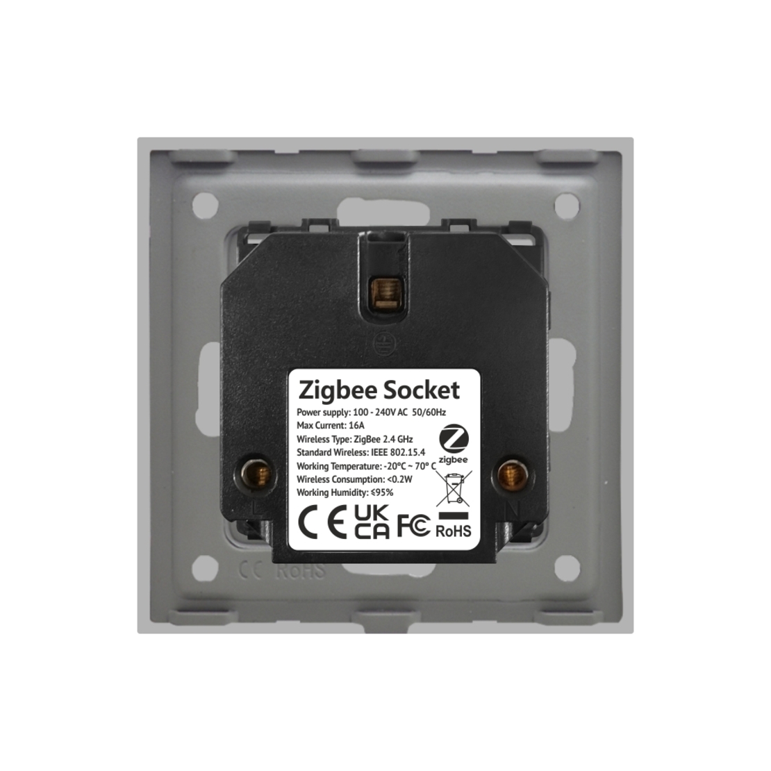 Priza Inteligenta cu Protocol Zigbee si Monitorizare Consum cu Rama Din Sticla LUXION, gri