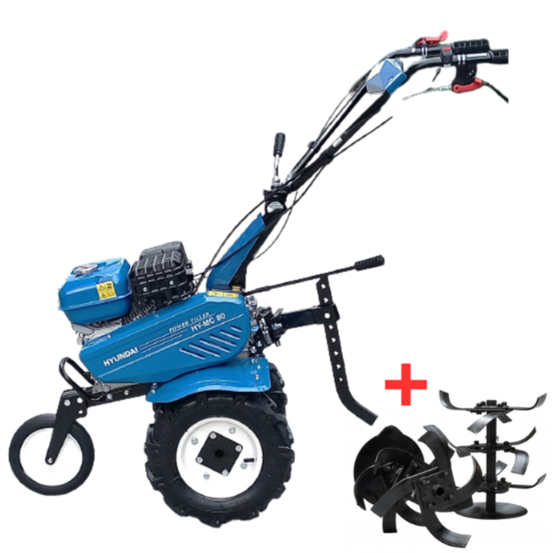 Motocultor Hyundai HY-MC80 pe benzina, putere 7 CP, 212 cmc, latime maxima de lucru 80 cm, adancime de frezare 10-30 cm, freza de pamant si roti de cauciuc incluse