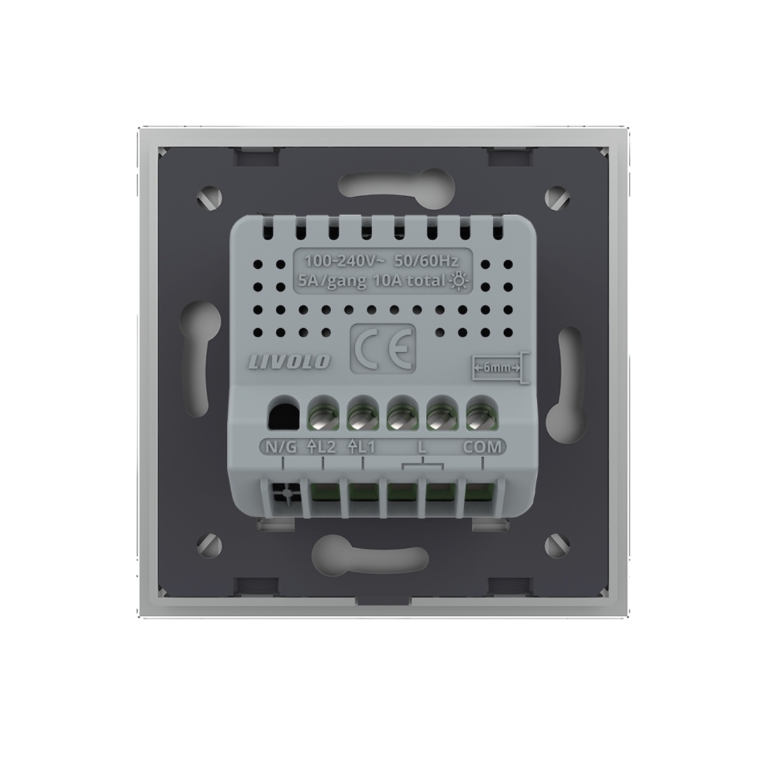 Intrerupator Dublu Cap Scara / Cruce cu Touch LIVOLO din Sticla - Protocol ZigBee EC, gri
