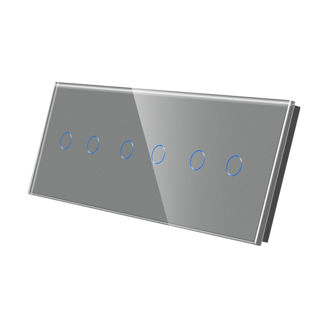 Panou Intrerupator Dublu + Dublu + Dublu cu Touch Din Sticla LUXION, gri