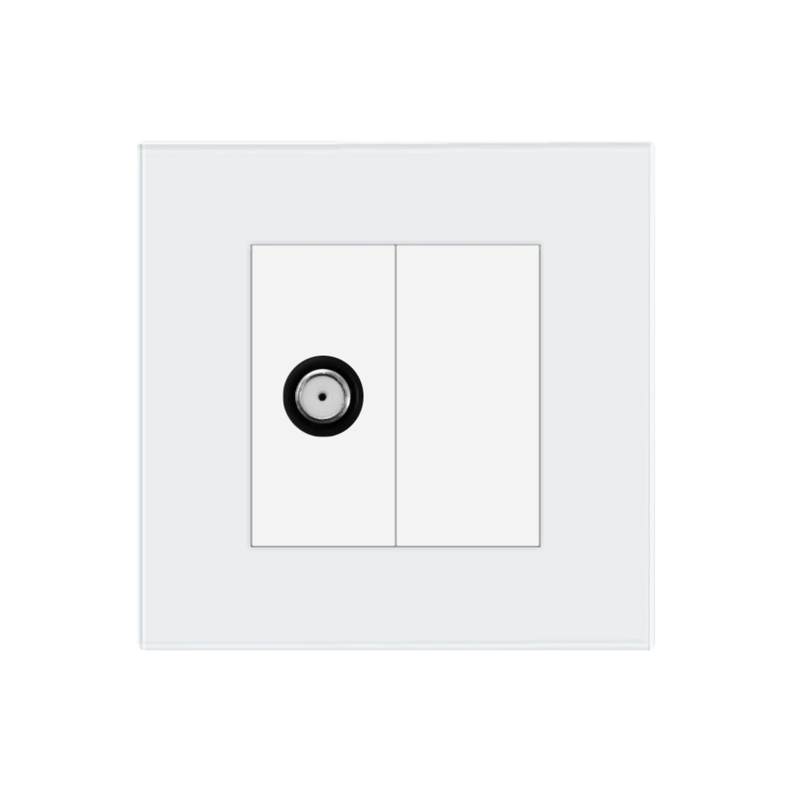 Priza TV Satelit cu Rama din Sticla LUXION, alb