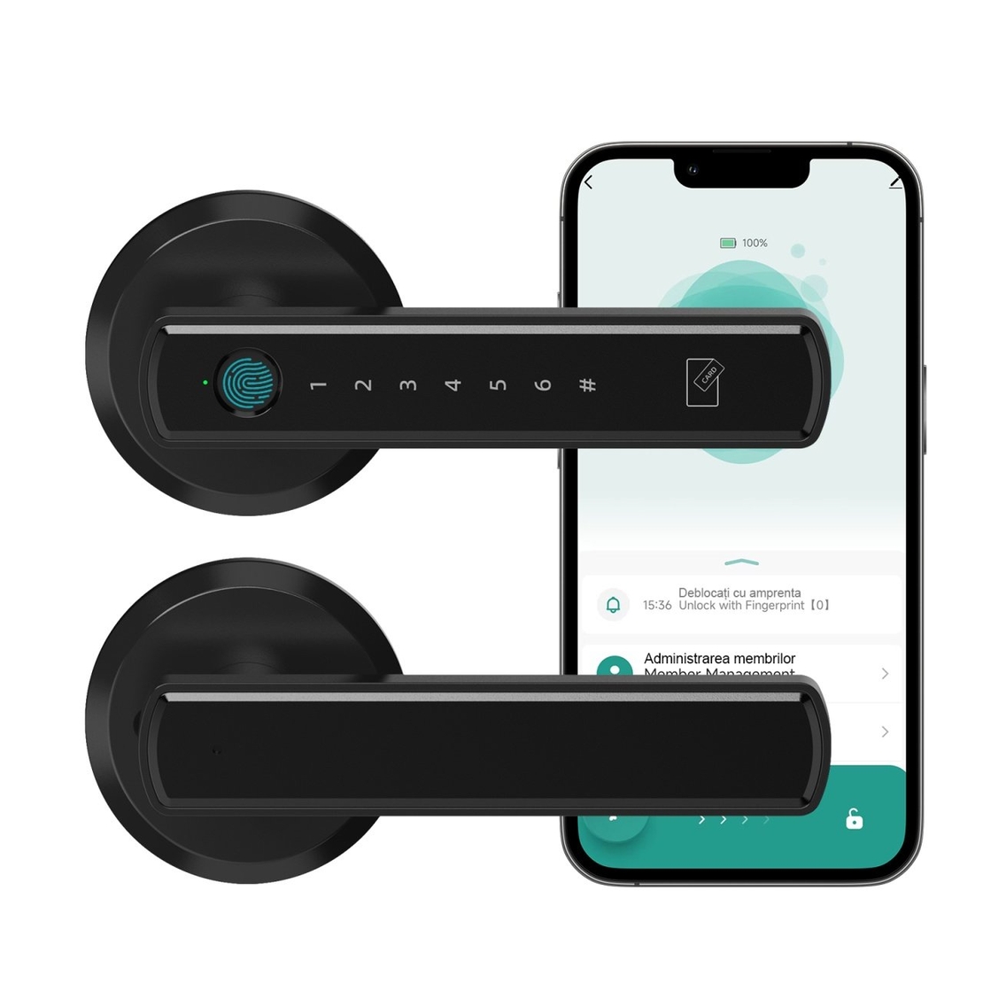 Set Maner & Broasca IFL cu Deschiere Amprenta, Cod PIN, Administrare Aplicatie, Negru Mat