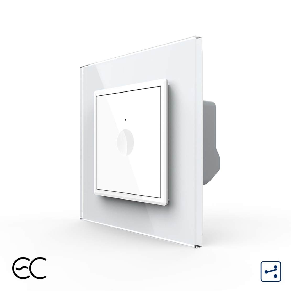 Intrerupator Simplu Cap Scara / Cruce cu Touch LIVOLO cu Rama din Sticla - Protocol Zigbee EC, alb