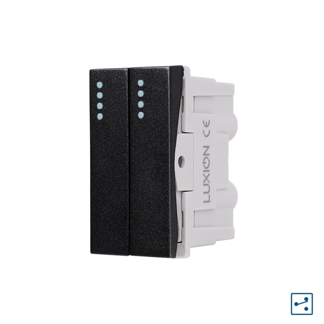 Modul Intrerupator Dublu Cap-Scara Mecanic 2M / 1M LUXION, Standard Italian, negru