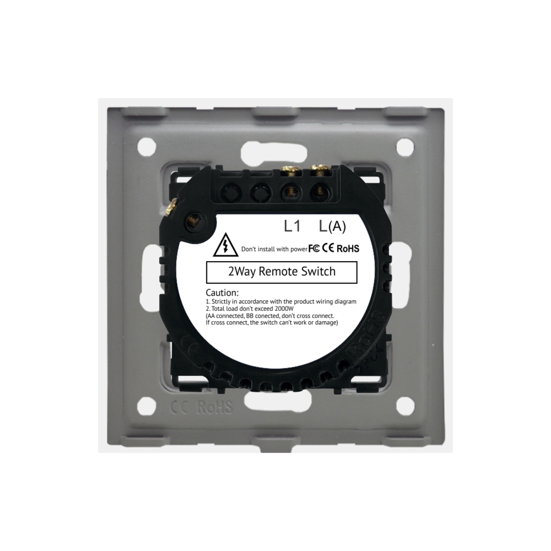 Intrerupator Simplu Cap Scara / Cruce cu Touch din Sticla si Rama de Aluminiu LUXION, RF433, auriu