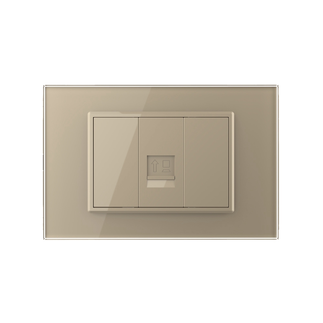 Priza internet Livolo cu rama din sticla - standard italian, auriu