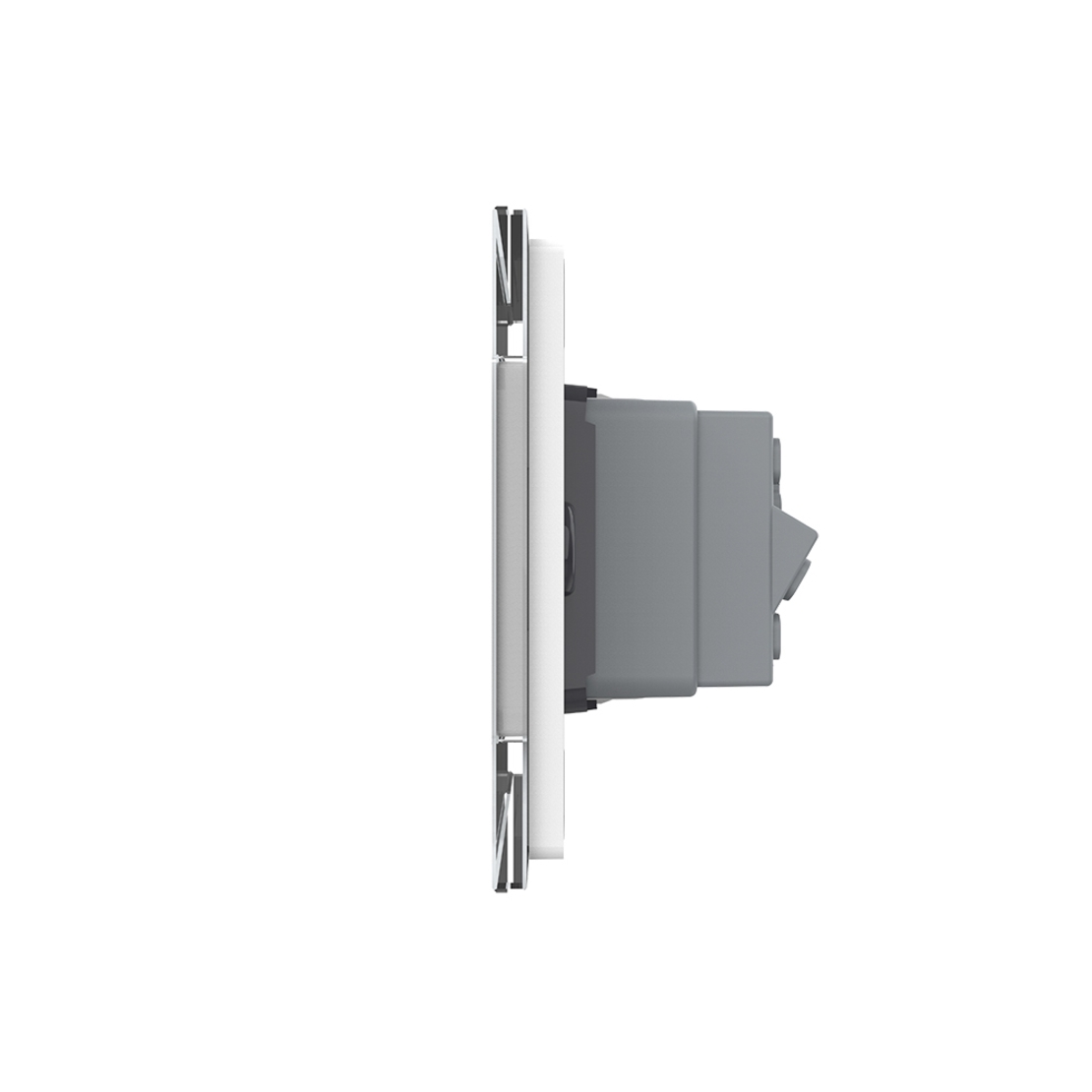 Priza dubla italiana Livolo cu rama din sticla - standard italian, alb